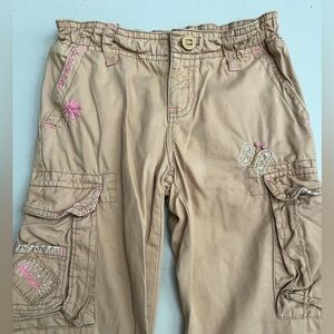 💛🩷👧🏻GAP KIDS Khaki Embroidered Cargo Pants🦋